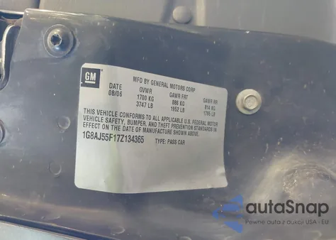 2007 Saturn Ion Ion 2 из США, поврежденный, VIN 1G8AJ55F17Z134365